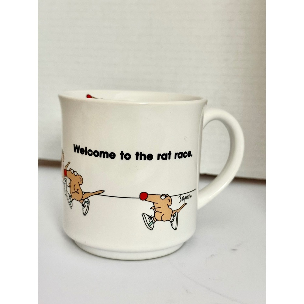 Vintage Sandra Boynton -Mug "Welcome to the Rat Race" Cartoon‎ Mice Coffee Cup